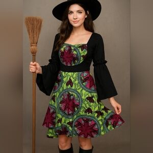 Handmade Witch Y2K Bell Sleeve Dress Size XS/S Whimsigoth Halloween Vamp 90s